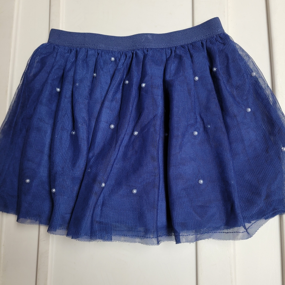 Love Blue Mini Skirt with Pearl Details